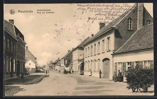 AK Meulebeke, Kastelstraat, Schlossstrasse mit Passanten