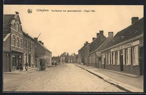 AK Ichteghem, Hoofdstraat met gemeenteschool 1931