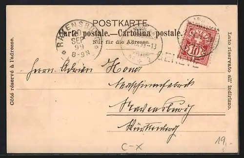 Lithographie Geneve, Hotel Richemond, Barque du Lac