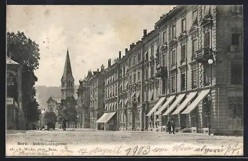 AK Bern, Schwanengasse mit Blick zur Kirche