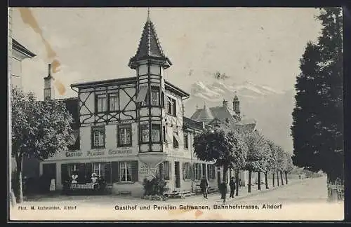 AK Altdorf, Gasthof und Pension Schwanen, Bahnhofstrasse