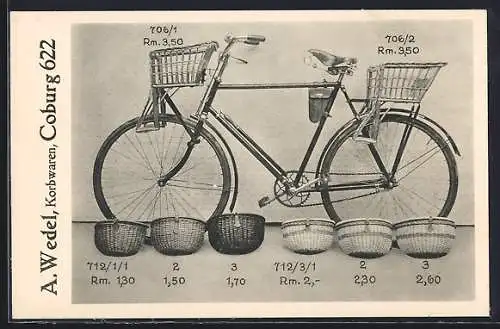 AK Coburg, Korbwaren für Fahrräder der Firma A. Wedel