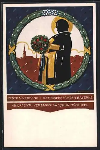 Künstler-AK sign. Schneider: München, Zentralverband d. Gemeindebeamten Bayerns, Verbandstag 1926