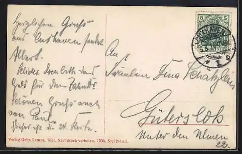 AK Kriegsschiff S.M.S. Pommern auf See, Reichskriegsflagge