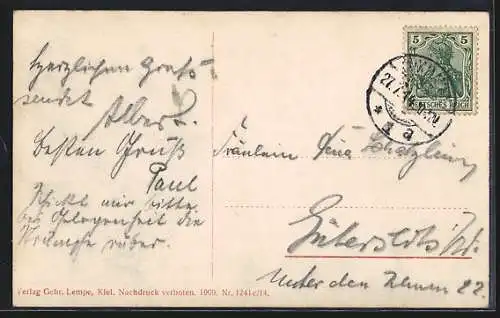 AK Kriegsschiff S.M.S. Yorck neben einem Versorgungsbeiboot auf dem Wasser, Reichskriegsflagge