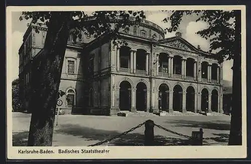 AK Karlsruhe-Baden, Badisches Staatstheater am Schlossplatz