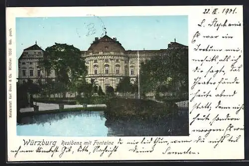 AK Würzburg, Residenz mit Fontaine