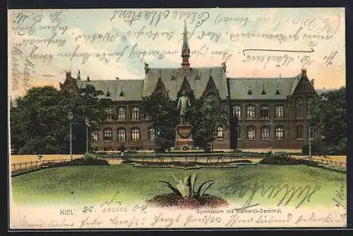 AK Kiel, Gymnasium mit Bismarck-Denkmal