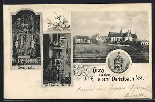 AK Dettelbach a. M., Kloster, Kanzel, Gnadenaltar