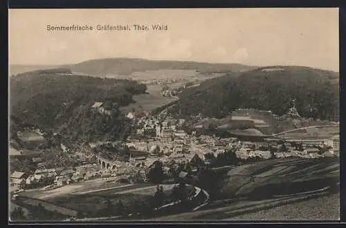 AK Gräfenthal /thür., Wald, Teilansicht mit Kirche