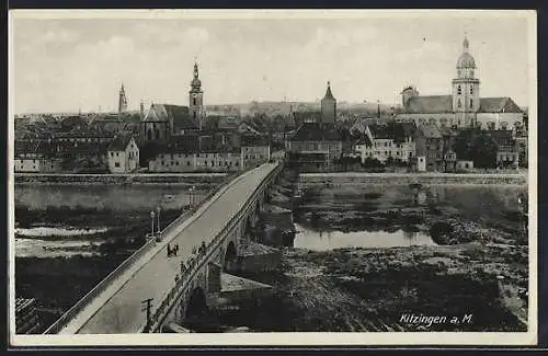 AK Kitzingen a. M., Teilansicht mit Kirche und Brücke