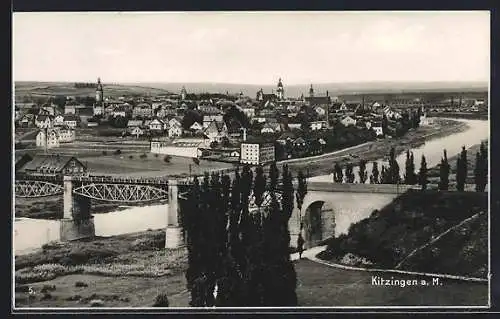 AK Kitzingen a. M., Teilansicht mit Brücke