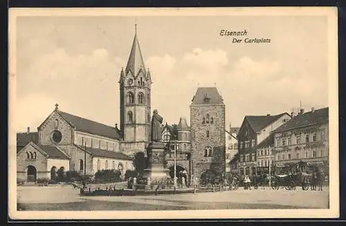 AK Eisenach, Carlsplatz mit Geschäften und Kirche