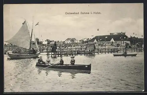 AK Dahme in Holst., Ostseebad, Uferpartie mit Booten