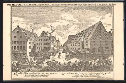 AK Nürnberg, Die Mauthalle 1725, Ecke Königsstr.-Hallpl., Das Zoll-Amt