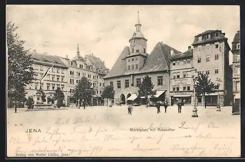 AK Jena, Marktplatz mit Gasthaus Ratskeller