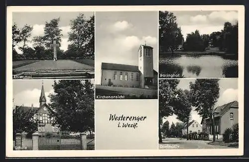 AK Westerenger, Ehrenmal, Schule, Kirche