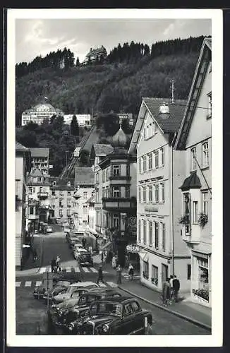 AK Wildbad im Schwarzwald, Blick zum Sommerberg mit Geschäften