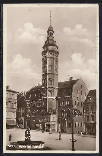 AK Gera, Markt mit Rathaus