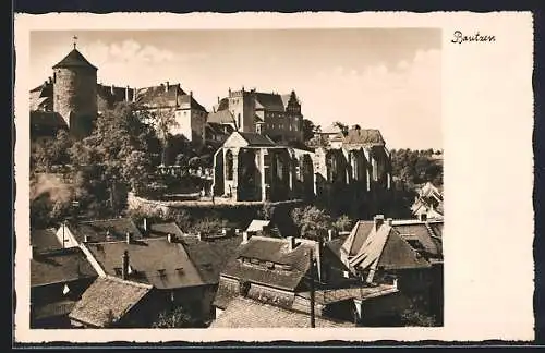 AK Bautzen i. Sa., Ruine d. Nikolaikirche und Friedhof