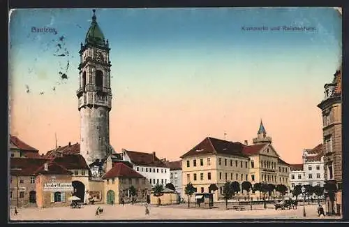 AK Bautzen, Kornmarkt und Reichenturm