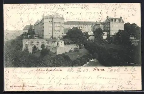 AK Pirna, Blick aufs Schloss Sonnenstein