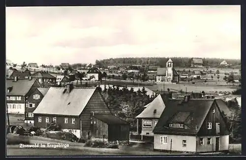 AK Zinnwald im Erzgebirge, Teilansicht der Ortschaft