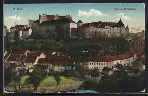 AK Bautzen, Ortspartie mit dem Schloss Ortenburg