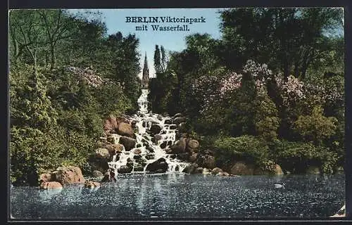 AK Berlin-Kreuzberg, Viktoriapark mit Wasserfall