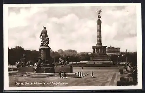 AK Berlin-Tiergarten, Bismarckdenkmal und Siegessäule