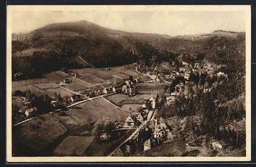 AK Oybin /Lausitz, Blick nach Hochwald und Hayn mit Strassenpartien