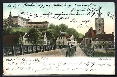 AK Gera, Brücke mit Schloss Osterstein