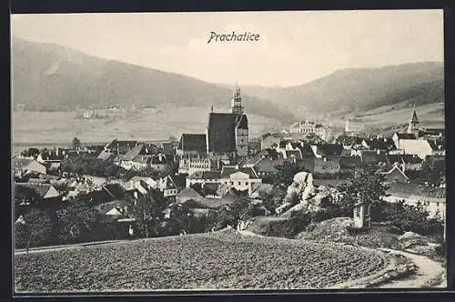 AK Prachlitz, Ortsansicht mit Kirche