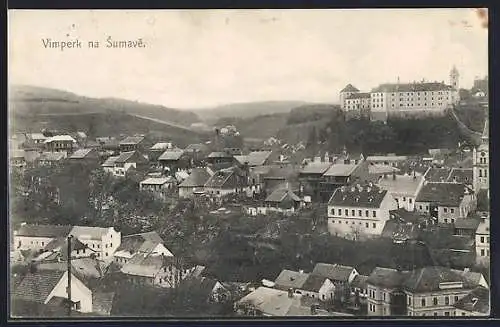 AK Vimperk na Sumave, Ortsansicht mit dem Schloss