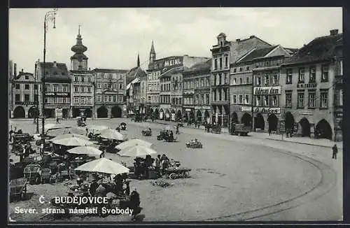 AK C. Budejovice, Sever. strana námestí Svobody