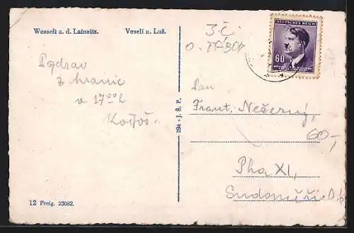 AK Wesseli a. d. Lainsitz, Blick zur Kirche