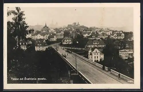 AK Tábor od Svehlova mostu, Panorama mit Brücke