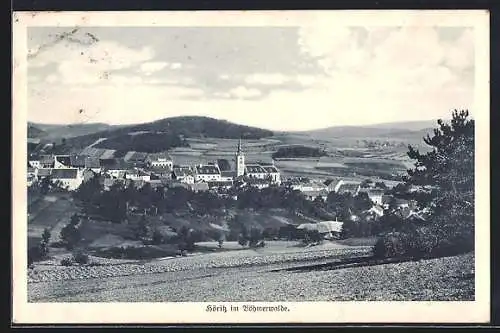 AK Höritz im Böhmerwalde, Panorama mit Kirche