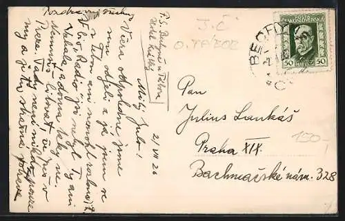 AK Lázne Bechyne, Weg zum Hotel