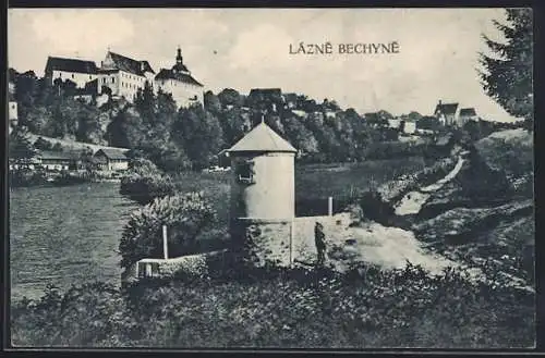 AK Lázne Bechyne, Ortsansicht von der gegenüberliegenden Flussseite