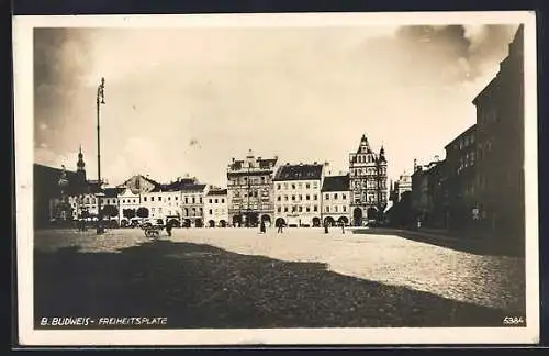 AK B. Budweis, Gebäude am Freiheitsplatz