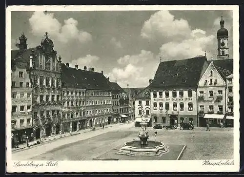 AK Landsberg a. L., Hauptplatz mit Rathaus