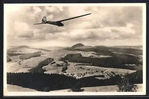 AK Segelflugzeug über Abtsroda und Milseburg