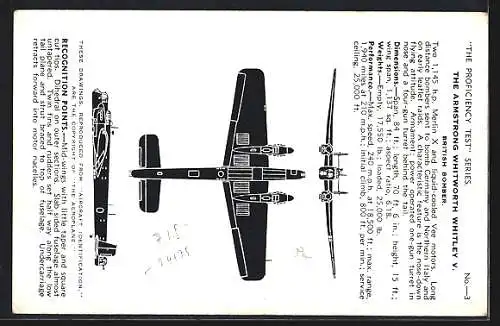 AK Dundee, Valentine & Sons Ltd., The Armstrong Whitworth Whitley V., British bomber