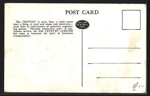 AK New York Central Lines, The Twentieth Century Limited Express