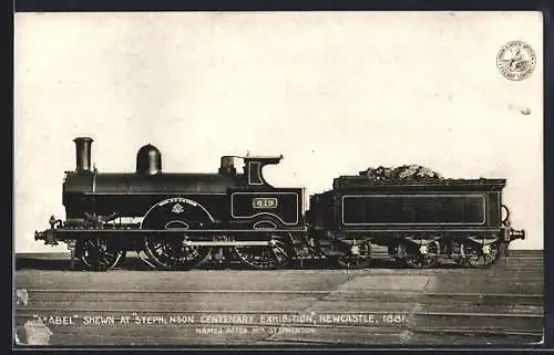 AK Newcastle, Stephenson Centenary Exhibition 1881, Engine no. 619 Mabel