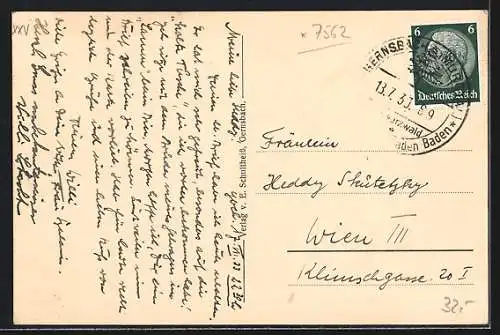 AK Gernsbach, Gastraum im Hotel u. Pension Lamm, Bes. Ernst Hetzel