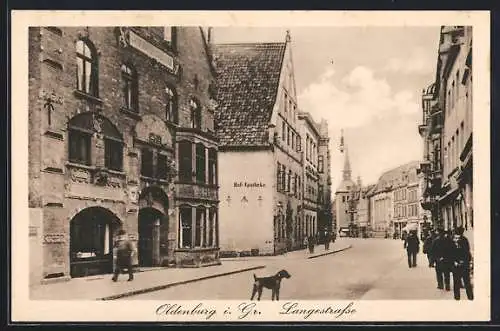 AK Oldenburg i. Gr., Langestrasse mit Hof-Apotheke