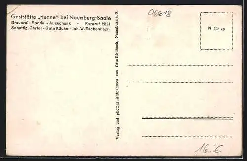 AK Naumburg-Saale, Gaststätte Henne, Bes. W. Eschenbach