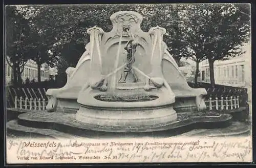 AK Weissenfels, Beuditzstrasse mit Zierbrunnen